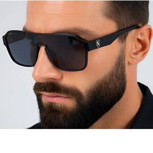 Shield Sunglasses Flat Top Fashion Shades Men UV400 Protection Square Lentes New